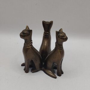 Vintage Bronze/Brass Cat Figurine Trio 2.5" Small